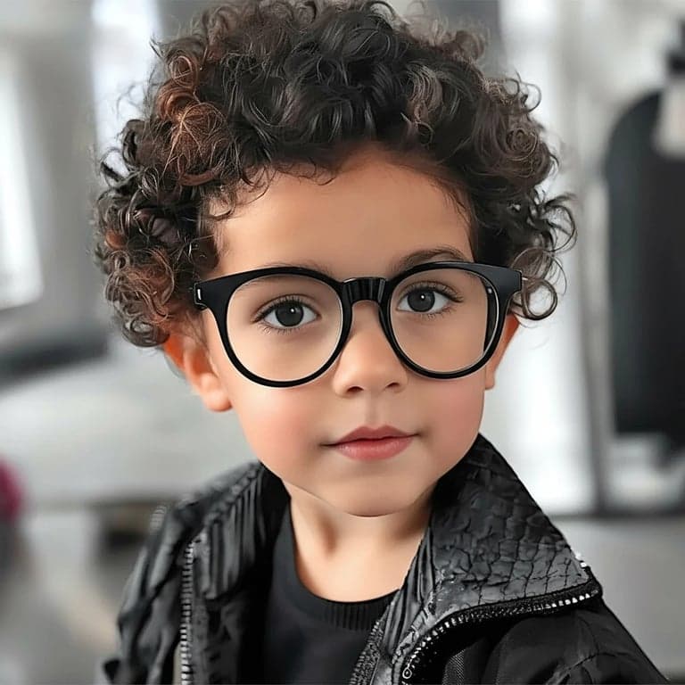 ai eye contact correction after photo - boy corrected to look directly at the camera