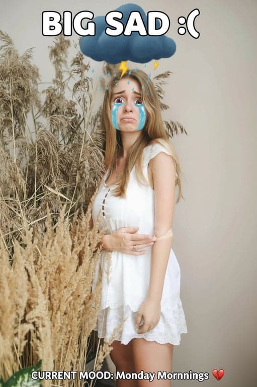 create a high-impact sad face filter that prioritizes visibility, humor, and exaggerated emotion suitable for short-form social media content