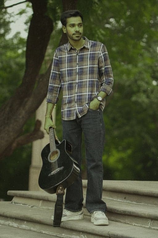 AI ugly filter after photo- distorted man standing outdoor