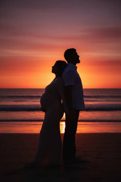 Sunset photos filter after transformation - portrait with sunset silhouette effect