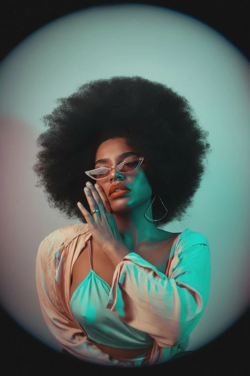 AI fisheye lens filter after transformation - casual portrait turned into fisheye bubble effect