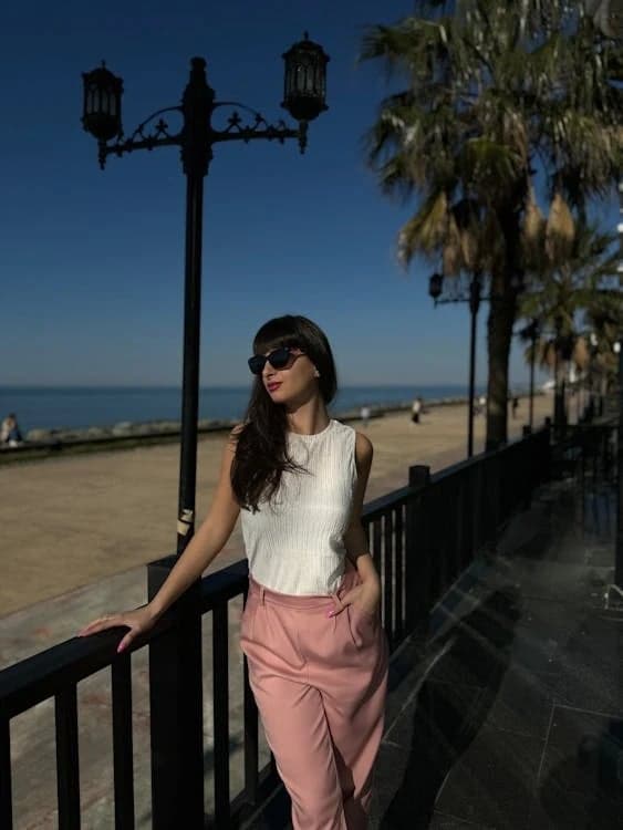 Holiday party outfit before image - portrait before metallic set edit