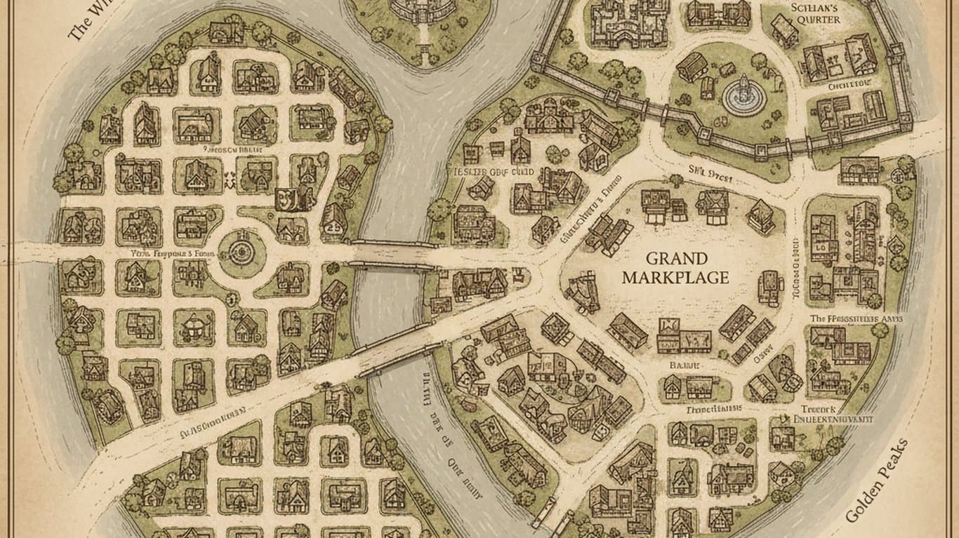 Generate a modular dungeon map with reusable room components, multiple entry points, branching paths, and encounter-ready spaces optimized for grid-based D&D combat