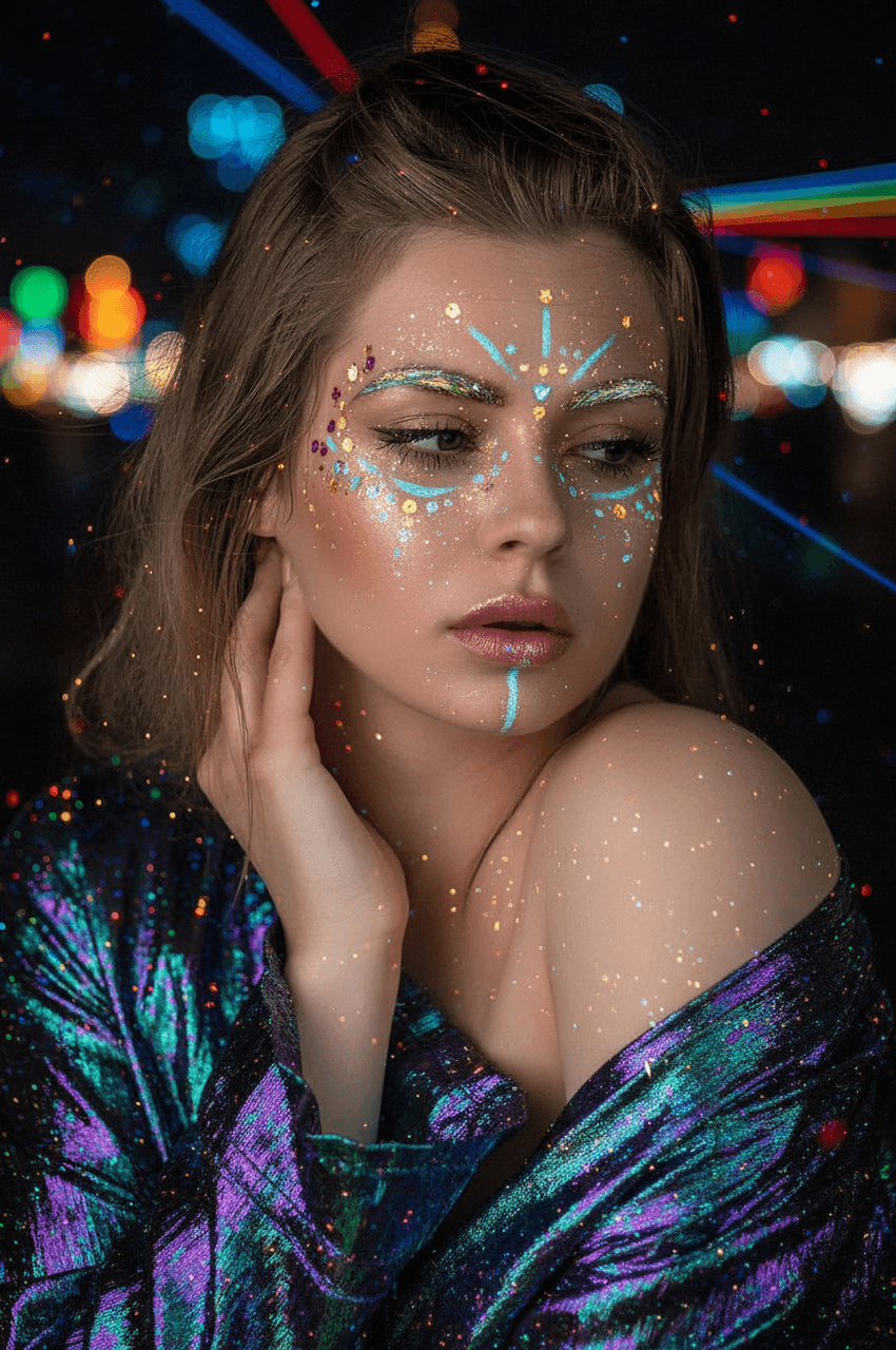 AI music festival outfits filter after transformation - creative portrait styled with edgy concert fashion