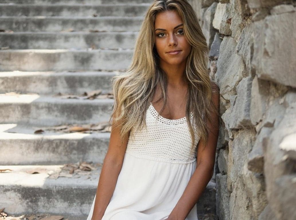 AI tan skin filter after transformation - influencer photo with golden tan glow