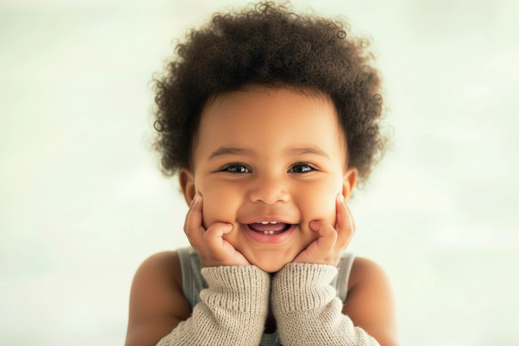 AI baby filter after transformation - fashion portrait with playful baby aesthetic