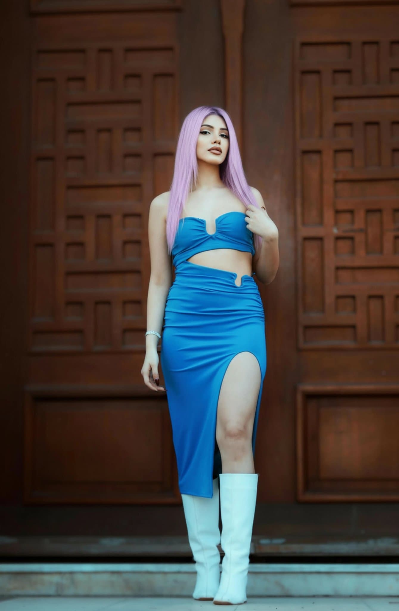 Virtual hair dye showing pastel lavender hair with a soft matte finish, a popular kawaii style.