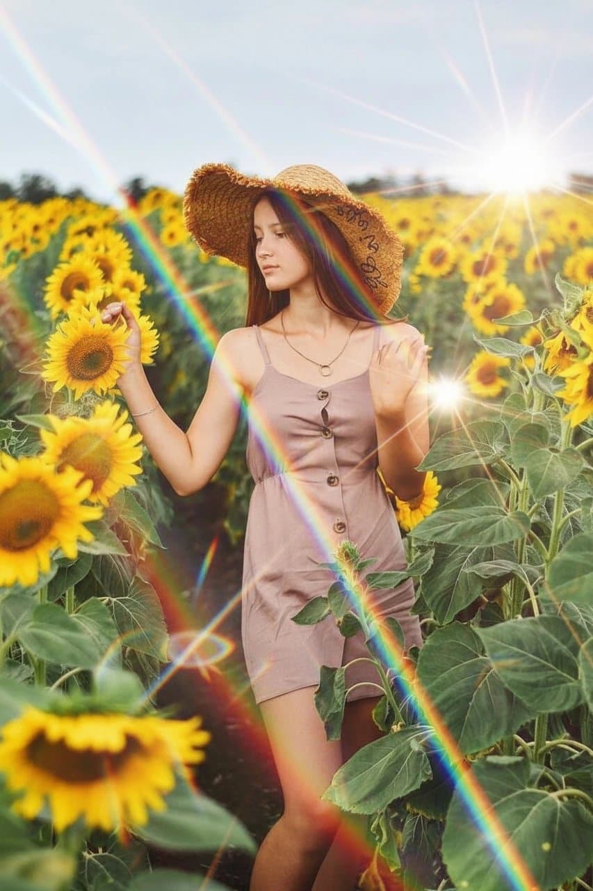 AI rainbow air filter after transformation - full body photo surrounded by soft rainbow light