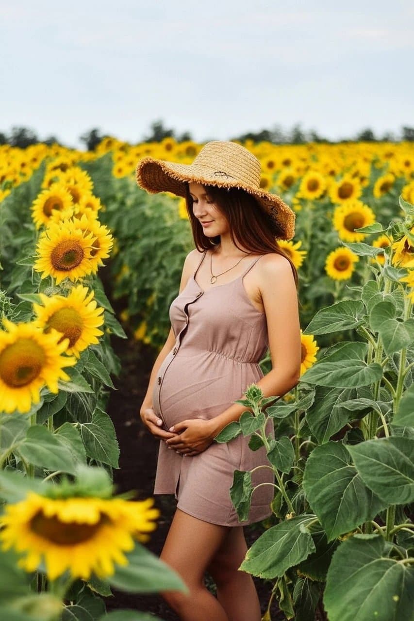 AI pregnant filter after transformation - full body photo showing natural maternity shape