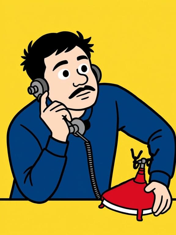 A man's photo edited with a Peanuts filter, his head shape rounded, simple line for mouth, single eyebrow line, holding a red cartoon baseball glove.